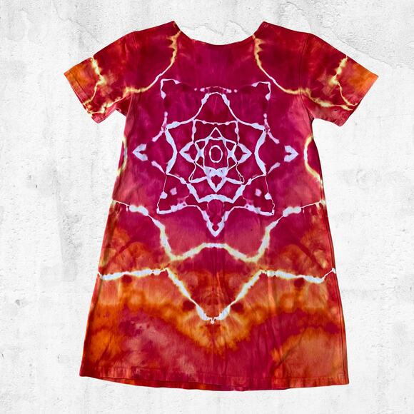 Girls Ice Dyed Sundress - Tie Dye A-line Dress - Handmade (Kid's Size 10) - Picture 2 of 11